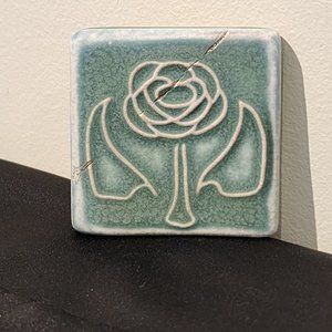 Vintage Pewabic Tile Rose Design
